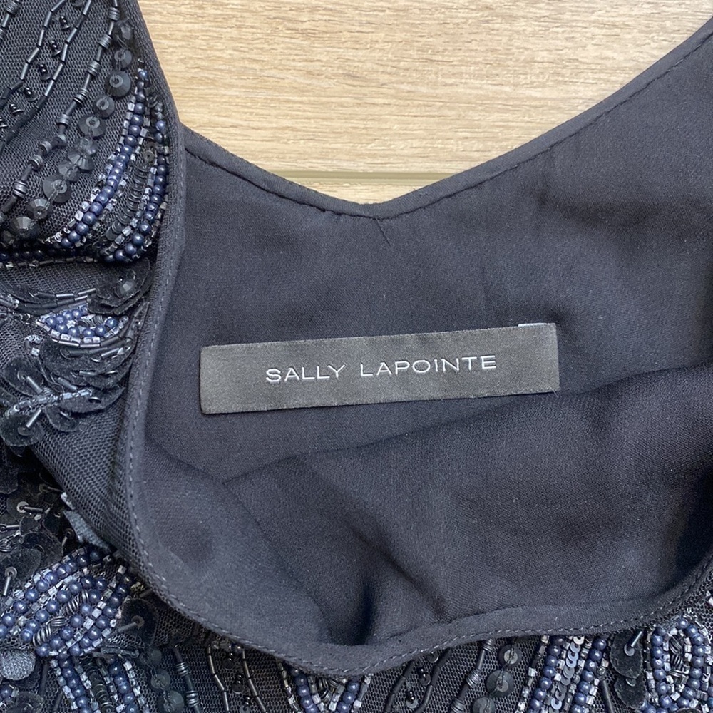 Sally LaPointe Black Beaded Embellished Formal Tank Crop Top Whimsigoth Couture - Picture 13 of 16
